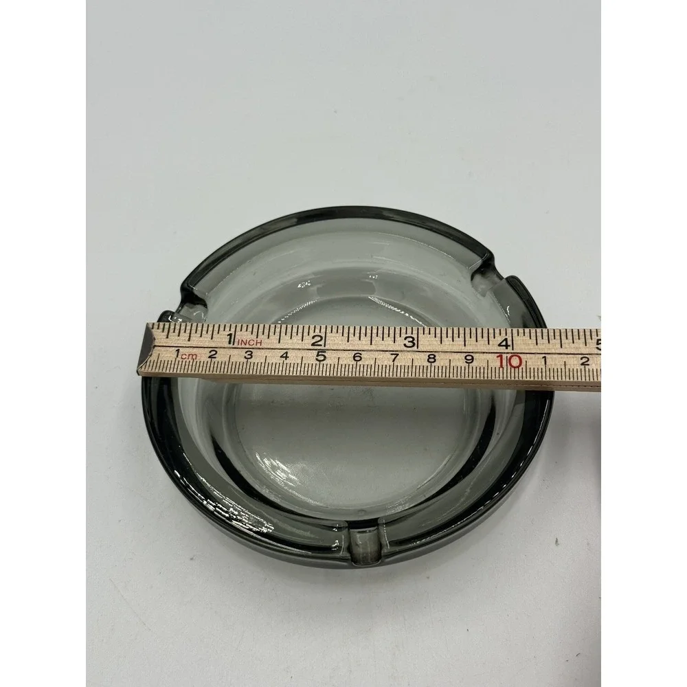 Vintage Retro Modern Smoky Gray Round Glass Art 3 Slot 4.5